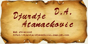 Đurđe Atanacković vizit kartica